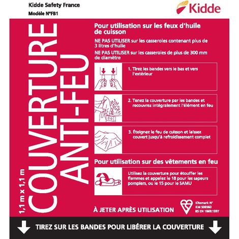 Couverture antifeu carrée 1.1 x 1.1 m - Kidde