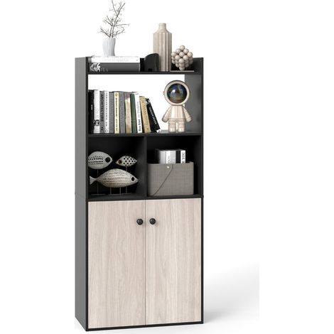 Libreria/mobile contenitore 60 x 30 x 140 cm spaziosa finitura moderna atmosfera accogliente MDF nero 200017763