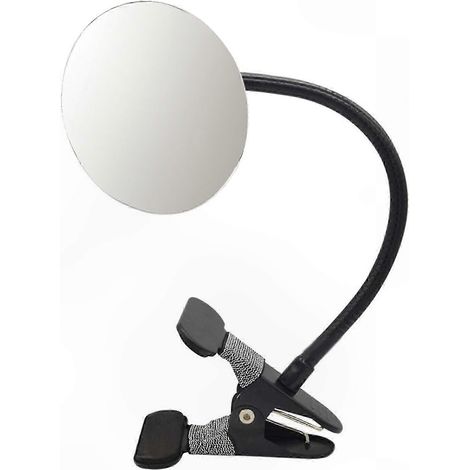 Miroir de maquillage rectangulaire/rond à pince, réglable, adapté à une utilisation sur un bureau ou dans un box. (1/5)