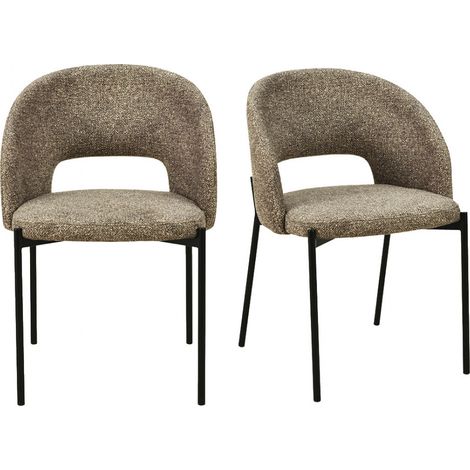 Lot de 2 chaises en tissu et métal - Marron chiné - Soren