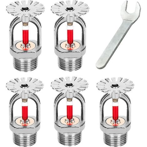 Filiyano-Lot de 5 têtes de sprinkler et clé 155, type suspendu, filetage 1/2 pouce, jet d'eau rapide vers le bas, 68c, filetage NPT 1/2 pouce, pour (1/5)