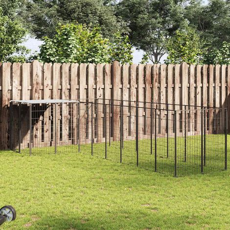 vidaXL Perrera negra 6,05 m² acero (1/4)