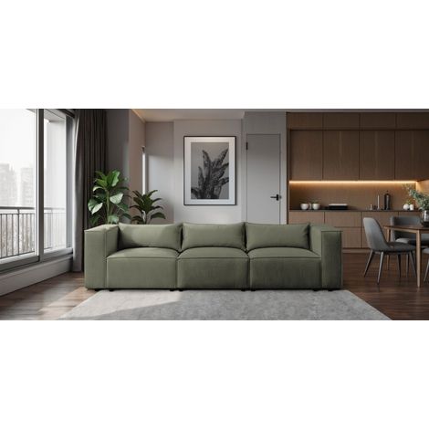 Sofa Designersofa NEVIO 3-Sitzer in Stoff Lincoln Moosgrün (1/4)