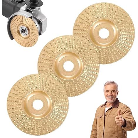 Set di 3 dischi abrasivi in carburo di tungsteno, disco piatto per intaglio del legno (1/5)