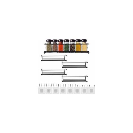 4-teiliges Gewürzregal-Set für die Küche, Wandregal, Küchenablage, bohrfreie Wandmontage, Duschregal für Küche, Bad, Balkon, 29 × 6 × 6 cm – Crezuo