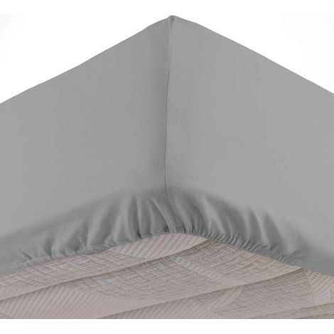 Drap Housse en Coton "Biolina" 90x190cm Gris (1/4)