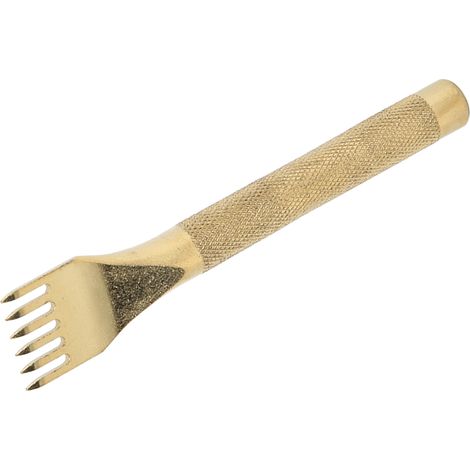 Poinçon à Cuir 6 Pointes 4mm en Acier Inoxydable avec Manche Doré Antidérapant pour Travail du Cuir et Projets DIY (1/5)