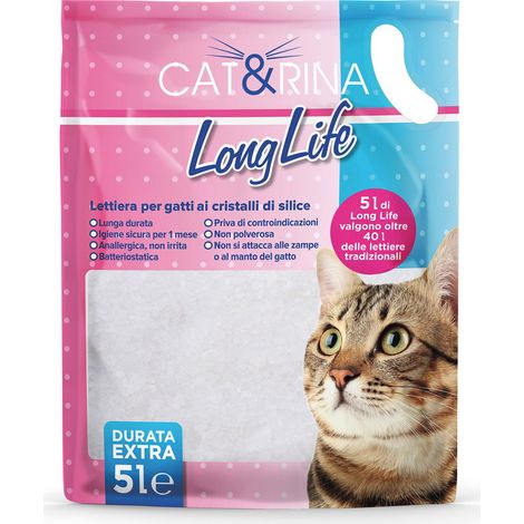Long Life lettiera per gatti in cristalli di silice inodore da 5 litri