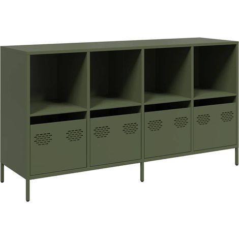 Maison Exclusive - Credenza Verde Oliva 135x39x73,5 cm Acciaio Laminato a Freddo