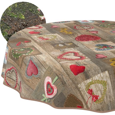 Nappe enduite Cœurs avec Ourlet Ronde Ø 120 cm intérieur/extérieur (1/5)