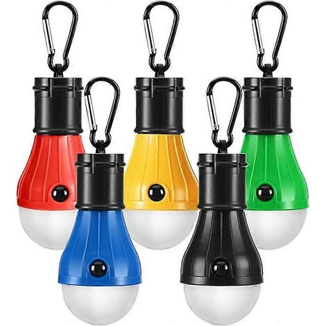 Lot de 5 lampes de camping, accessoires de camping, 4 modes d'éclairage, lampe de camping étanche, portable, à piles, ampoule LED d'urgence pour tente, pour l'extérieur (1/5)
