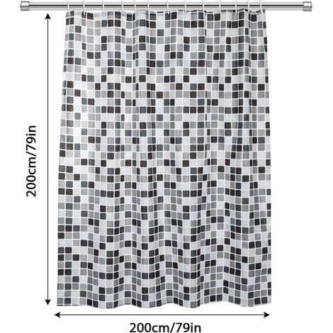 Rideau de douche mosaïque XXL en polyester épais, résistant à la moisissure et imperméable - 200 x 200 cm, idéal pour les salles de bain humides. (1/5)