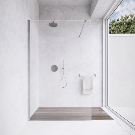 Paroi de douche walk in 120 cm 8 mm transparente anti calcaire h200 Lazaros (1/4)