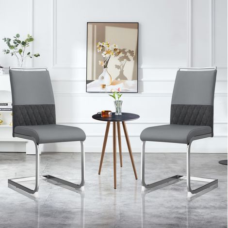 Chaise salle à manger ergonomique métal gris OKMYHOME (1/5)