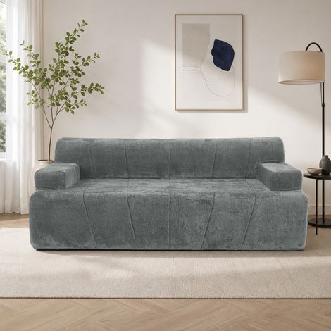 Gerades Sofa – 3-Sitzer Sofa aus Vollschaum und Stoff, bequemes modernes Sofa, 360 kg – Dunkelgrau (1/5)
