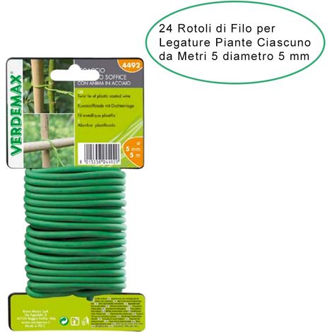24 rotoli di filo per legature da giardino & orto ciascuno diametro 5 mm metri 5