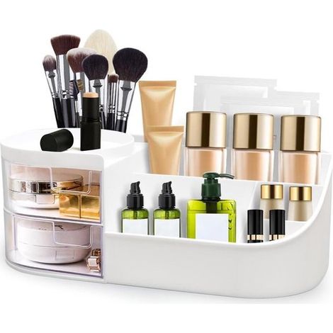 Kosmetik-Organizer mit Schubladen Große Aufbewahrungsbox für Kosmetikartikel mit 7 Fächern und 2 Schubladen fürs Schlafzimmer Aufbewahrungslösung (1/5)