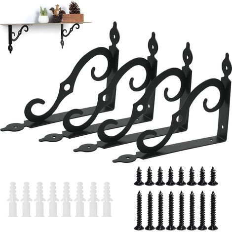 Wall Shelf Brackets 4 Pieces 19cm 14cm Heavy Duty Bracket Metal Shelf Bracket Fixing Bracket for Bookshelf Gardening Kitchen (1/5)