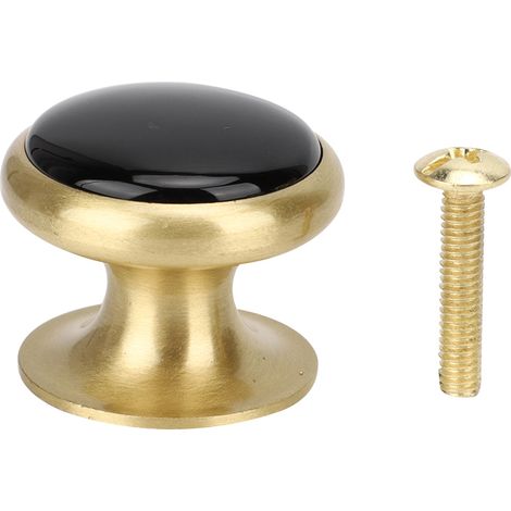Poignée De Porte En Laiton Rond 25x22mm - Pour Armoire Et Tiroir - Finition Brossée - Lot De 1 (1/5)