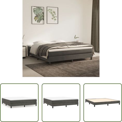 vidaXL Boxspringbett -  Boxspringbettgestell Dunkelgrau 160x200 cm Samt (1/5)