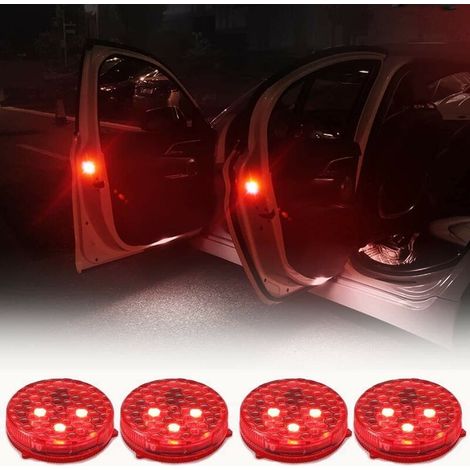 4 Pack Universal Alarme de porte de voiture anti-collision LED sécurité lumières stroboscopique ouvert réflecteur lampe (1/5)