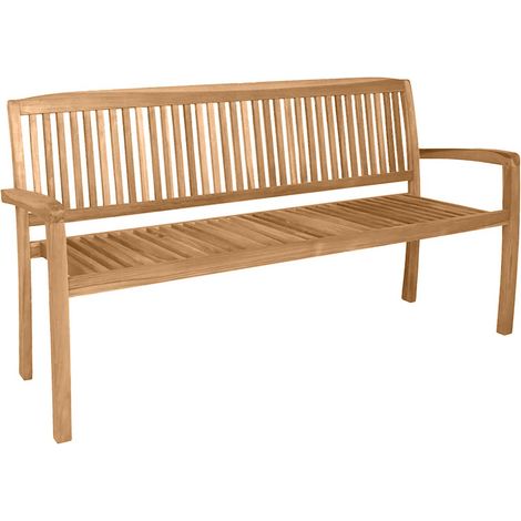 Banco de jardín 3 plazas madera maciza de teca 159 cm