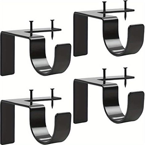Lot de 4 supports sans perçage pour tringle à rideaux - Métal robuste et réglable pour fenêtres et portes
