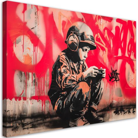 Tableau déco Soldat Garçon Street Art 100x70 (1/5)