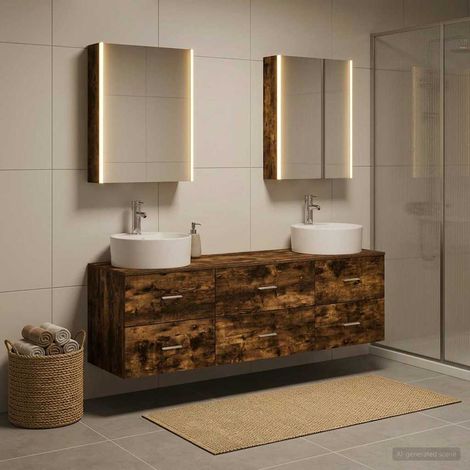 vidaXL Set di mobili per il bagno 5 pz Rovere Fumo (1/5)