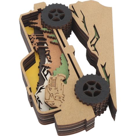 Voiture sculptée en bois, légère, artisanale, découpée en bois, décoration pour la maison (1/5)