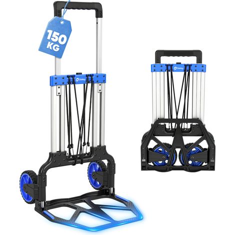 Sekey Transportkarre klappbar Sackkarre, verstärktem Alurahmen, Tragkraft 150 kg, höhenverstellbar 77/107cm, mit 2 Expanderseilen (1/5)