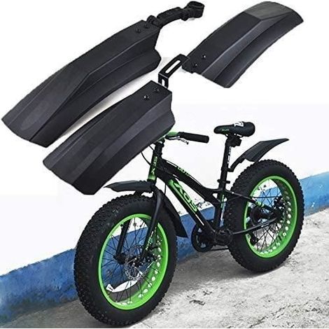 (Schwarz) Fahrradschutzblech, hinteres Fahrradschutzblech für 20-Zoll- und 26-Zoll-Fahrräder, vorderes Schneeschutzblech für breite Reifen (1/4)