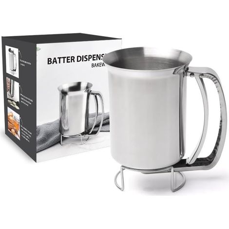 Distributeur de pâte à gâteau en acier inoxydable : outil pour la préparation de gâteaux, crêpes, muffins et gaufres (900 ml) (1/5)