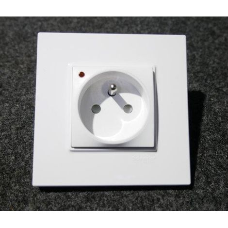 Prise de courant 16A Rotoclip lumineux blanc polaire complet avec support et plaque ALTIRA SCHNEIDER (1/2)
