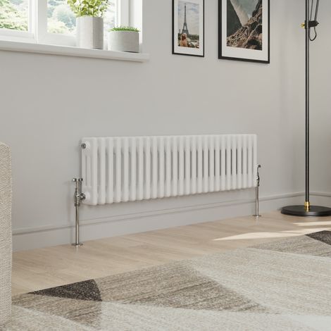 Warmehaus Traditional Triple Column White Radiator Cast Iron Style Radiators 300 x 1192mm