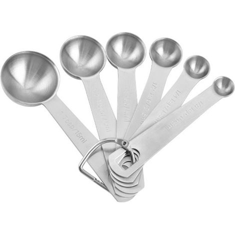 Set di cucchiai dosatori, 6 pezzi. Cucchiai e misurini in acciaio inox 18/8, senza BPA. I cucchiai dosatori pesano in grammi e millilitri. Cucchiai, misurini e misurini. (1/5)