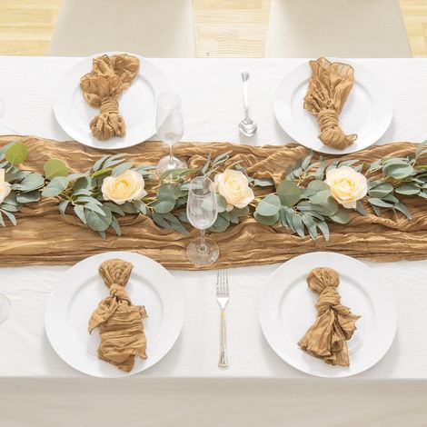 Plissierte Chiffon-Tischdecke für die Esszimmerdekoration (1/3)