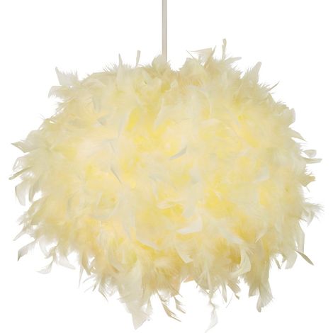 Litecraft Glow Light Shade 40cm Easy Fit Feather Ball Lampshade - Yellow