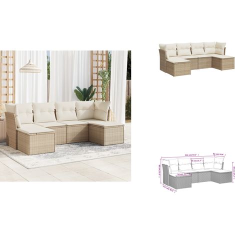 Salon de jardin avec coussins 6 pcs beige résine tressée - Salon De Jardin - Canapé Extérieur - Meuble De Jardin - Ensemble Salon De Jardin - Mobilier De Jardin (1/3)