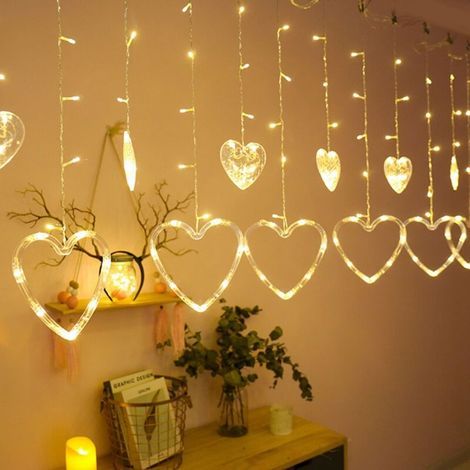 Herzförmige LED-Lichterkette, 8 Leuchtmodi, Partydekoration, 3 m, warmweiß (1/4)