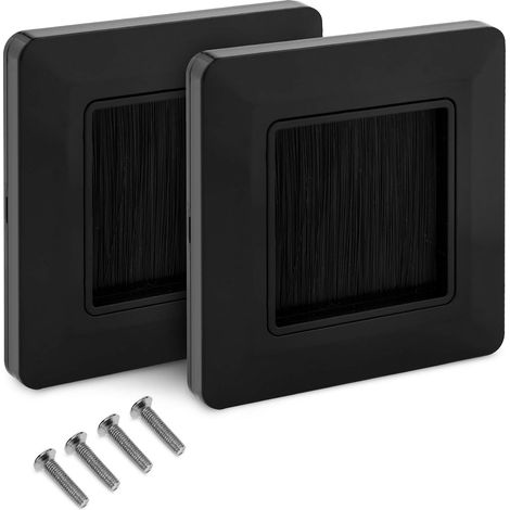 Kabeldurchführung – 2er-Pack – Bürstenplatte – Audio-/Videoausgang – Für TV/Hi-Fi – Schwarz (1/5)