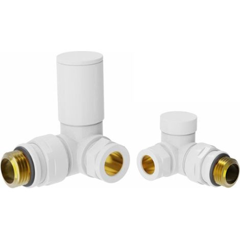 Heatwave Round White Corner Radiator Valves Pair (1/2)
