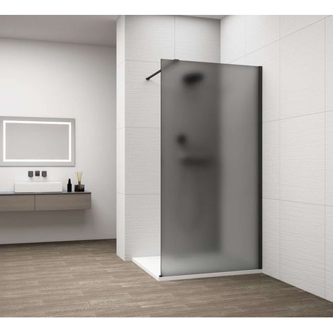 Polysan Esca - Mampara de ducha Walk-In 100 x 210 cm, Antidrop, cristal ahumado mate/negro mate ES1410-02 (1/5)