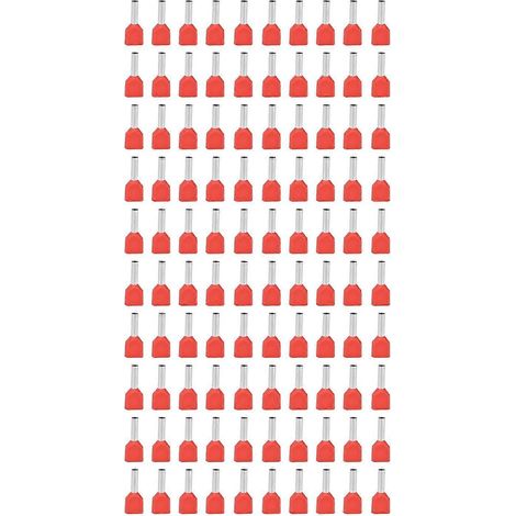 100 embouts de fil isolés, connecteurs à sertir cuivre-PVC pour fil 2x18AWG TE1008 (1/4)