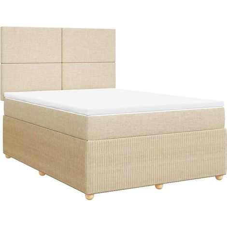 Sommier à lattes de lit avec matelas Crème 140x190 cm Tissu vidaXL (1/5)