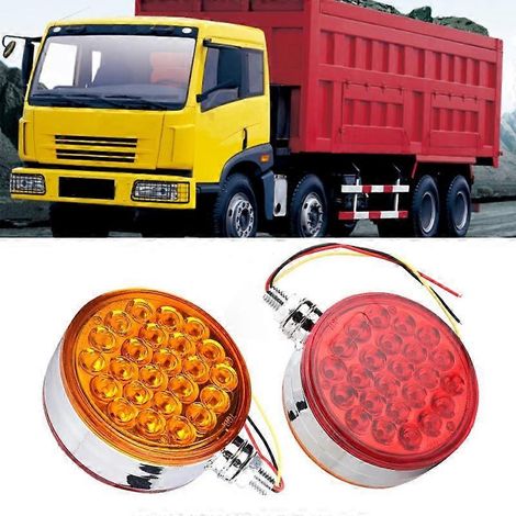 Feu de position latéral réfléchissant étanche à double face et à fixation par goujon unique, 48 LED, pour camion ou remorque. (1/5)