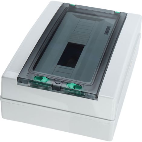 Boîte de disjoncteurs à 18 voies avec rail DIN, couvercle transparent en plastique PC, IP65, pour bornes de recharge et disjoncteurs muraux intérieurs. (1/5)