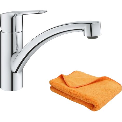 Robinet de cuisine monocommande bec bas GROHE Start 2021 + microfibre
