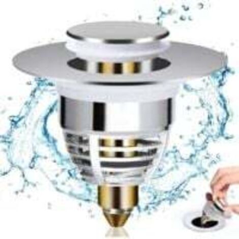 Bonde Lavabo Universel, Bouchon de Lavabo Pop-Up avec 2 Joints pour Baignoire, Cuisine, lavabo (Orifice de vidange 32-42mm), Stöpsel Waschbecken (1/4)