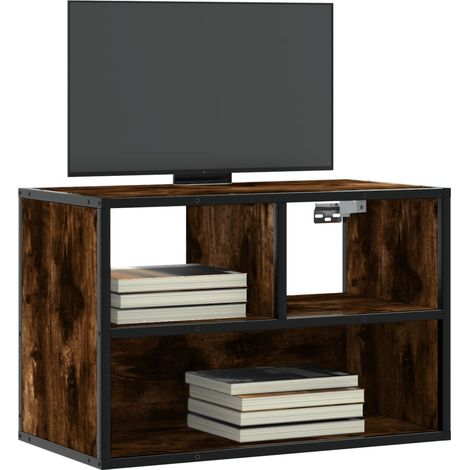 TV-Schrank Räuchereiche 60x31x39,5 cm Holzwerkstoff und Metall